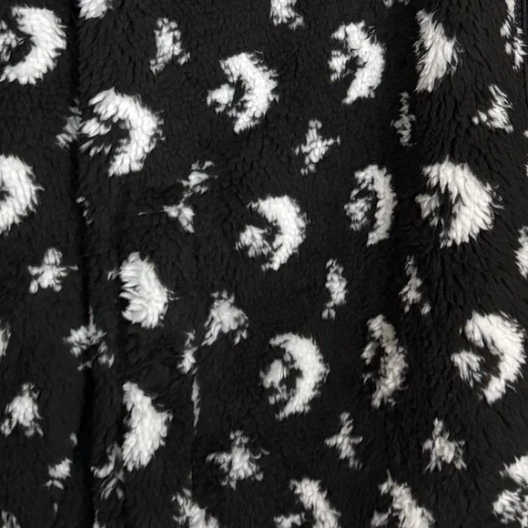 🖤🤍Converse Black and White Patterned Fleece Teddy Full Zip Jacket NWT Size Large - Picture 4 of 12